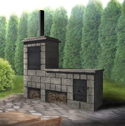 KB-BLOK combined smokehouse and barbecue grill